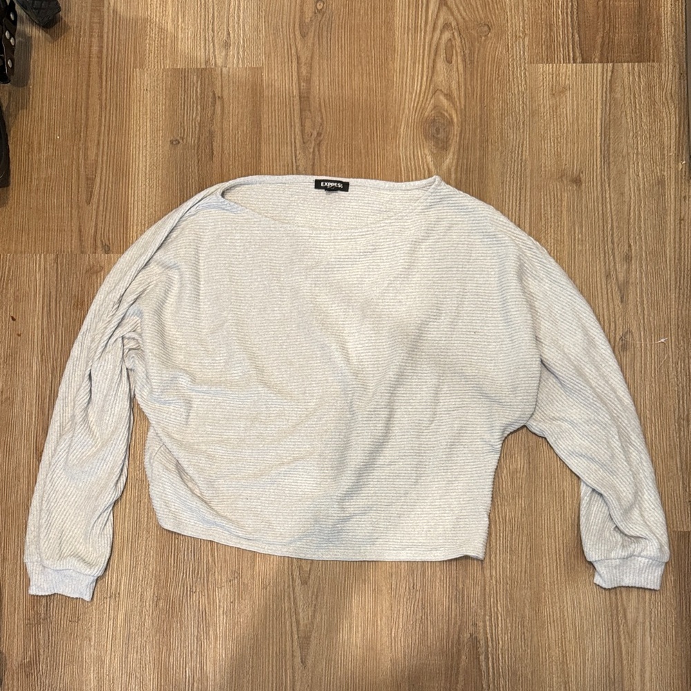 Express Light Gray Women's Crew Neck Sweater